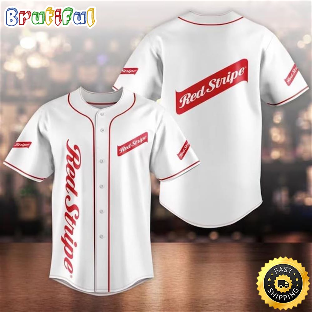 Red Stripe Beer Baseball Jersey Shirt p9rbh9