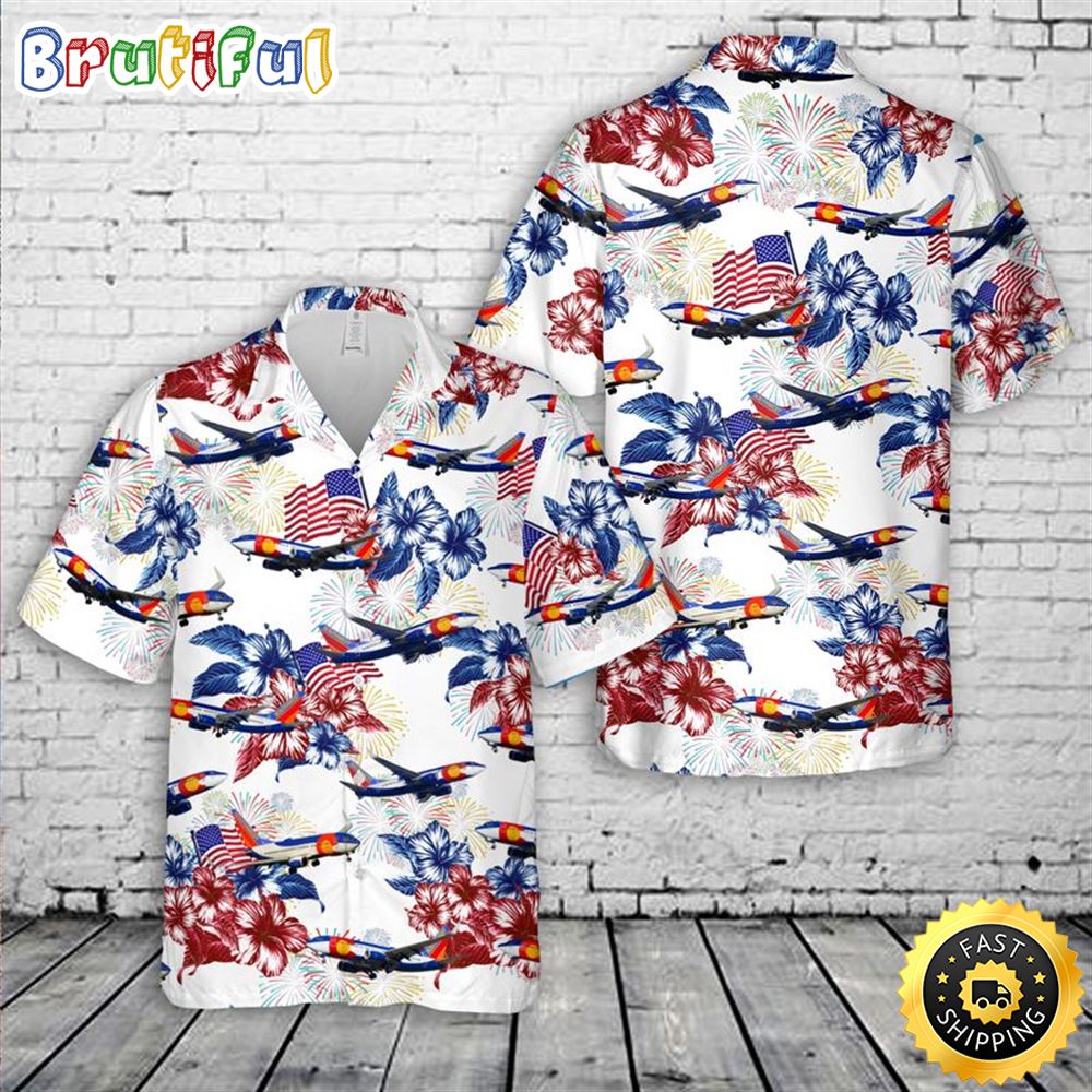 Southwest Airlines Colorado One Boeing 737 4th Of July Hawaiian Shirt Patriotic Hawaiian Shirt For Men w4kr5u