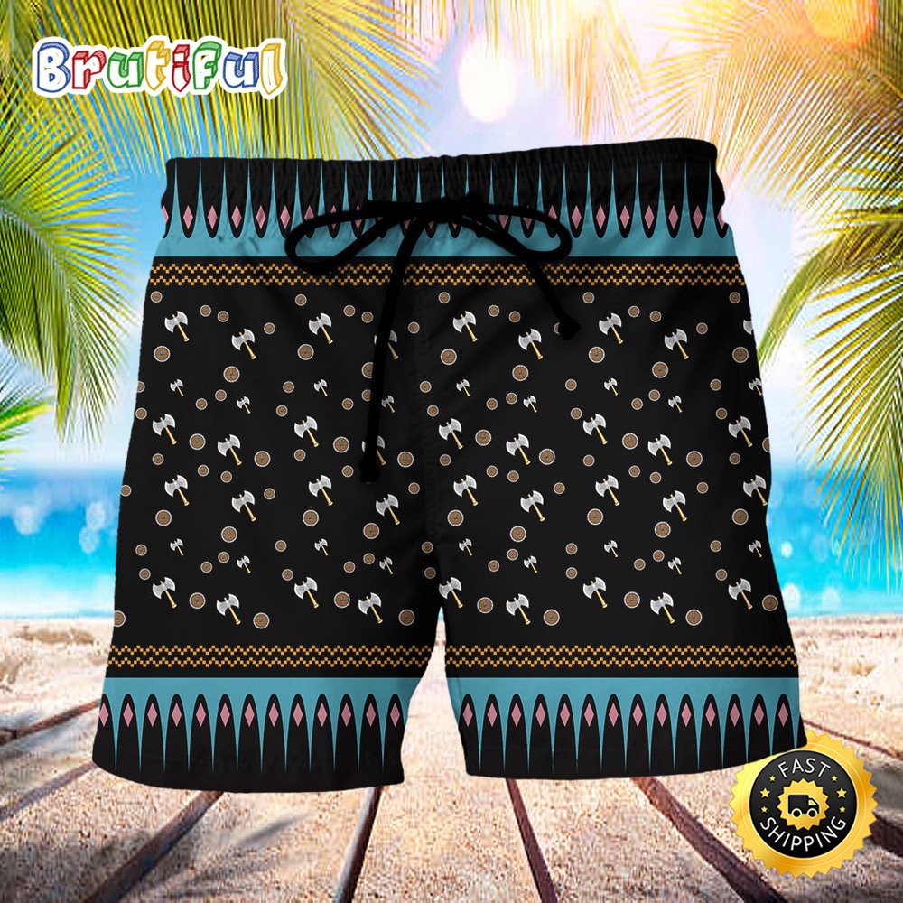 Viking Christmas Deck The Halls With Axes And Shields Summer Beach Short vdxd6z