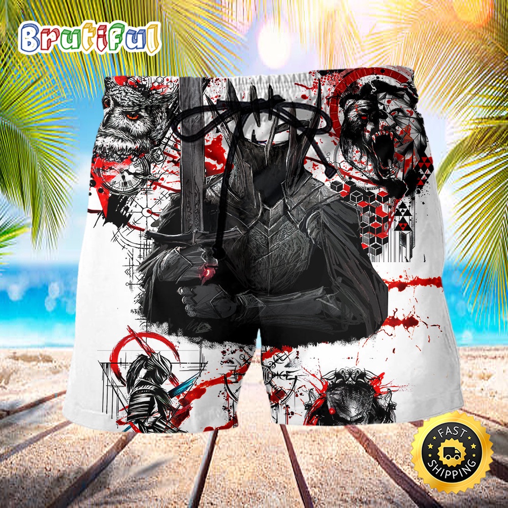 Viking Dare To Fight With Knight Red Cool Summer Beach Short yitdwl