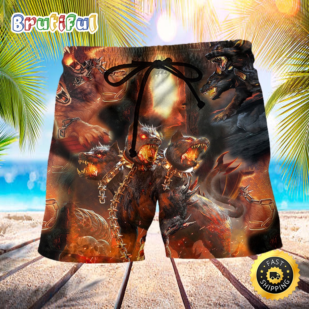 Viking Dog Amazing Cerberus Greek Mythology Summer Beach Short al8p56