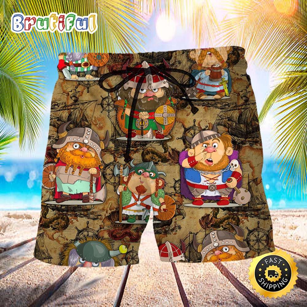 Viking Funny Viking Map Art Summer Beach Short kczgef