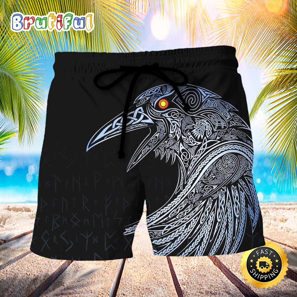 Viking Huginn And Muninn Birds Norse Summer Beach Short ksycld
