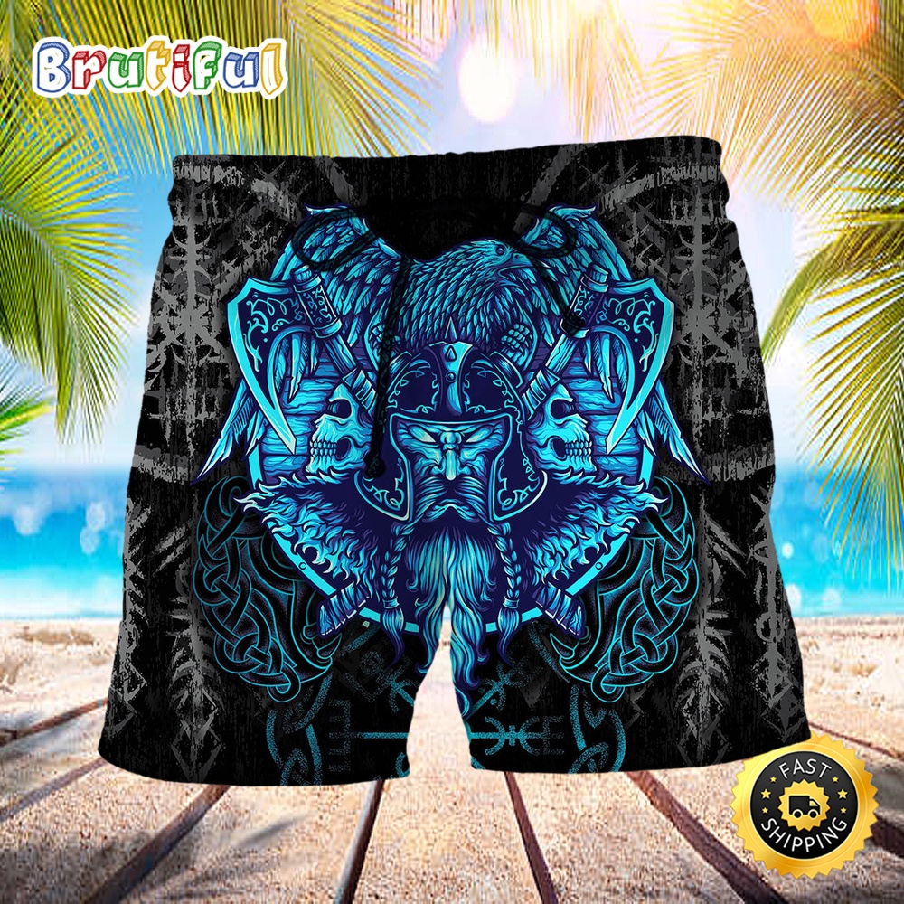 Viking King Blue Art Summer Beach Short hgqfc8