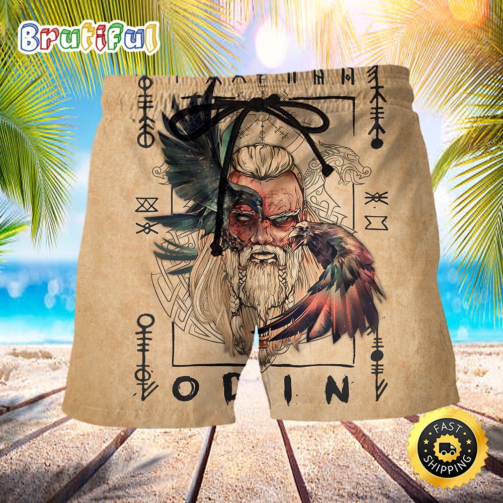 Viking Odin Sign Old Man Summer Beach Short ygukau