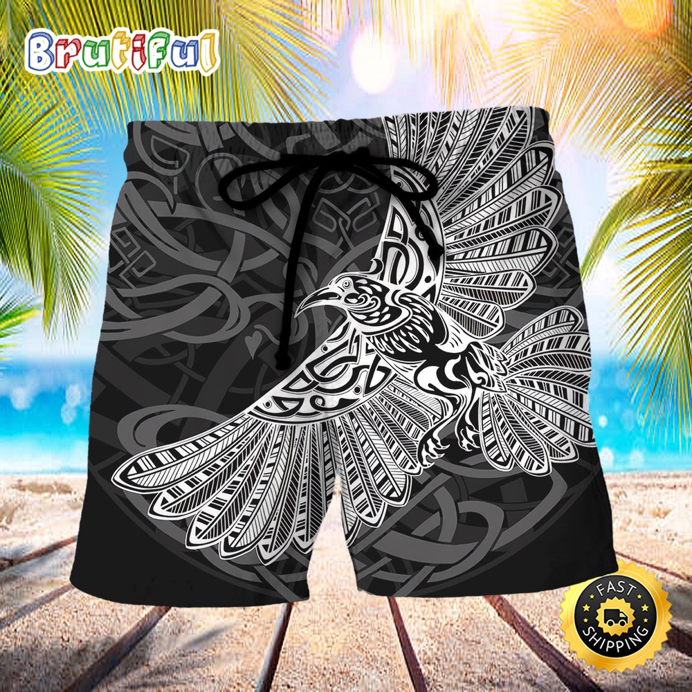 Viking Raven Valhalla Norse Summer Beach Short d9u3kn