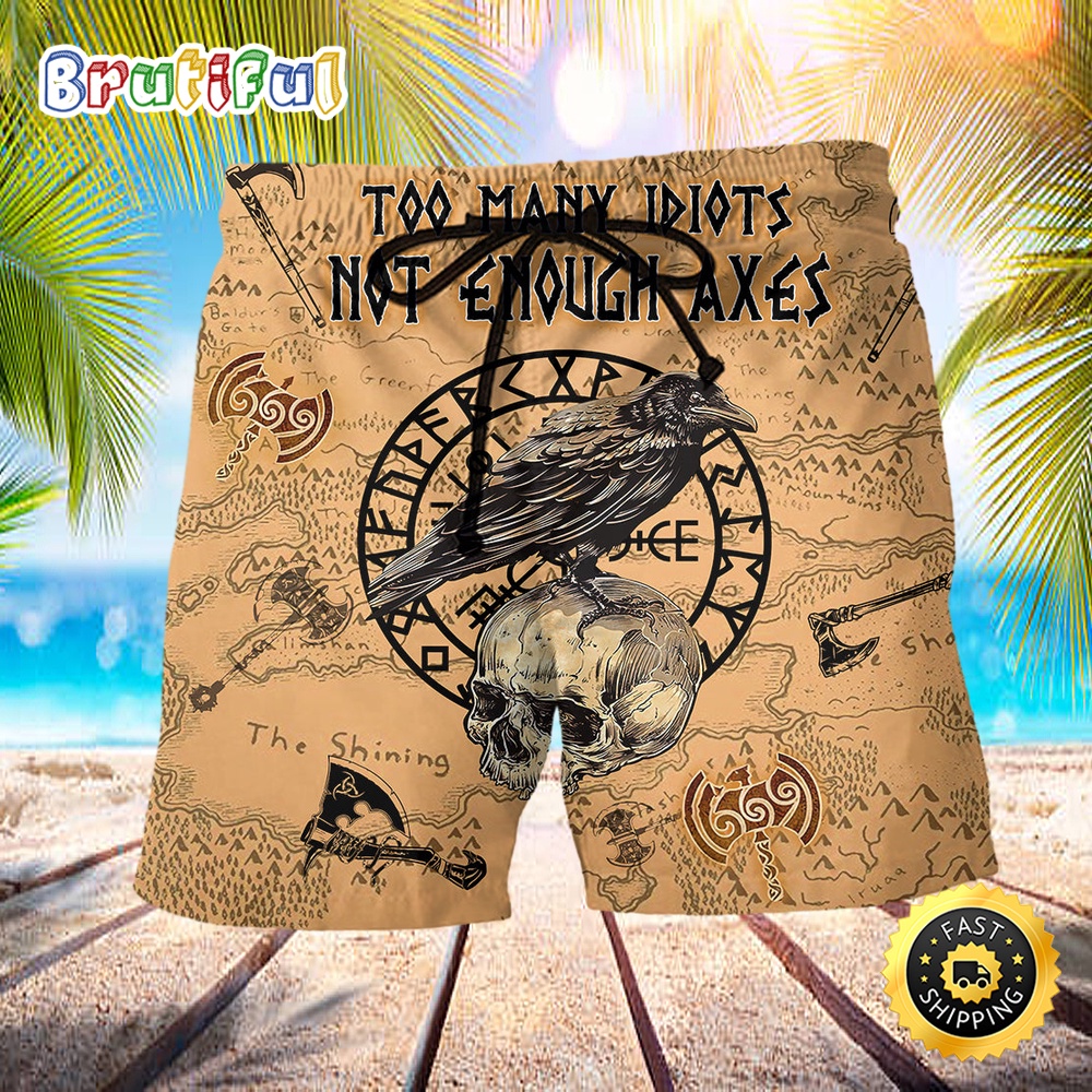 Viking Too Many Idiots Not Enough Summer Beach Short aferc7