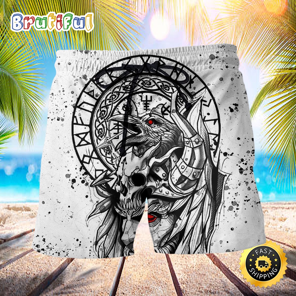 Viking Victory Black And White Summer Beach Short vwwx1n