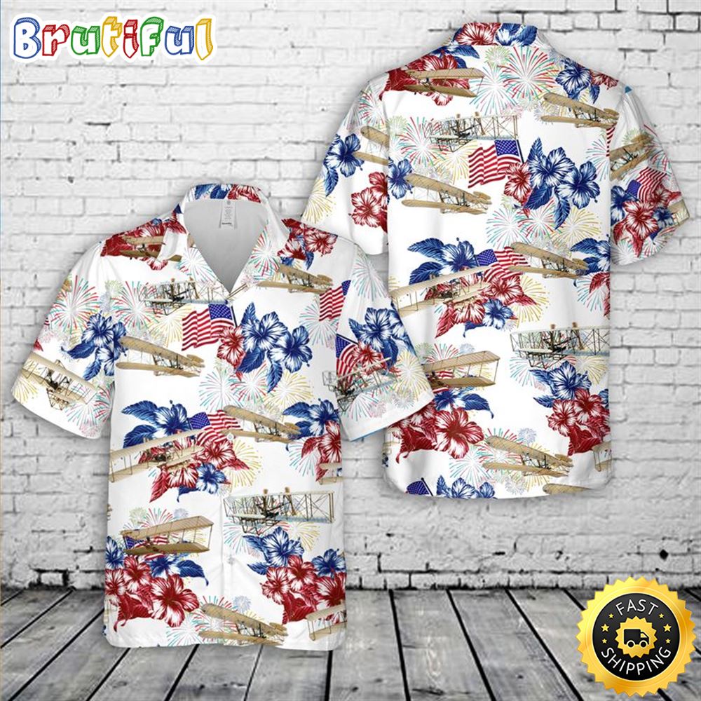 Wright Flyer 4th Of July Hawaiian Shirt Patriotic Hawaiian Shirt For Men kitkqd