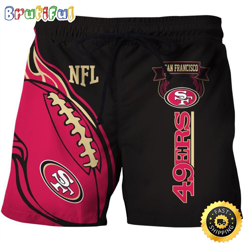 49ers NFL Full Range of Football 3D Digital Print Men s Beach Short aumdpz