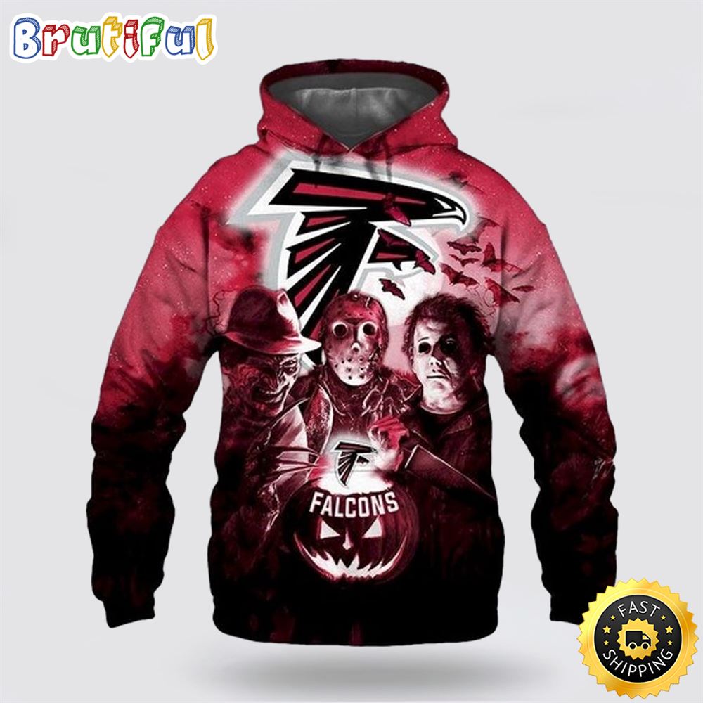 Atlanta Falcons Horror Night Halloween 3D Hoodie All Over Print 1 w7fy4y