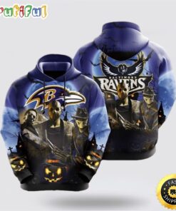 Baltimore Ravens Logo Jason Voorhees Friday The 13th Halloween 3D Hoodie All Over Print 1 sldbwh