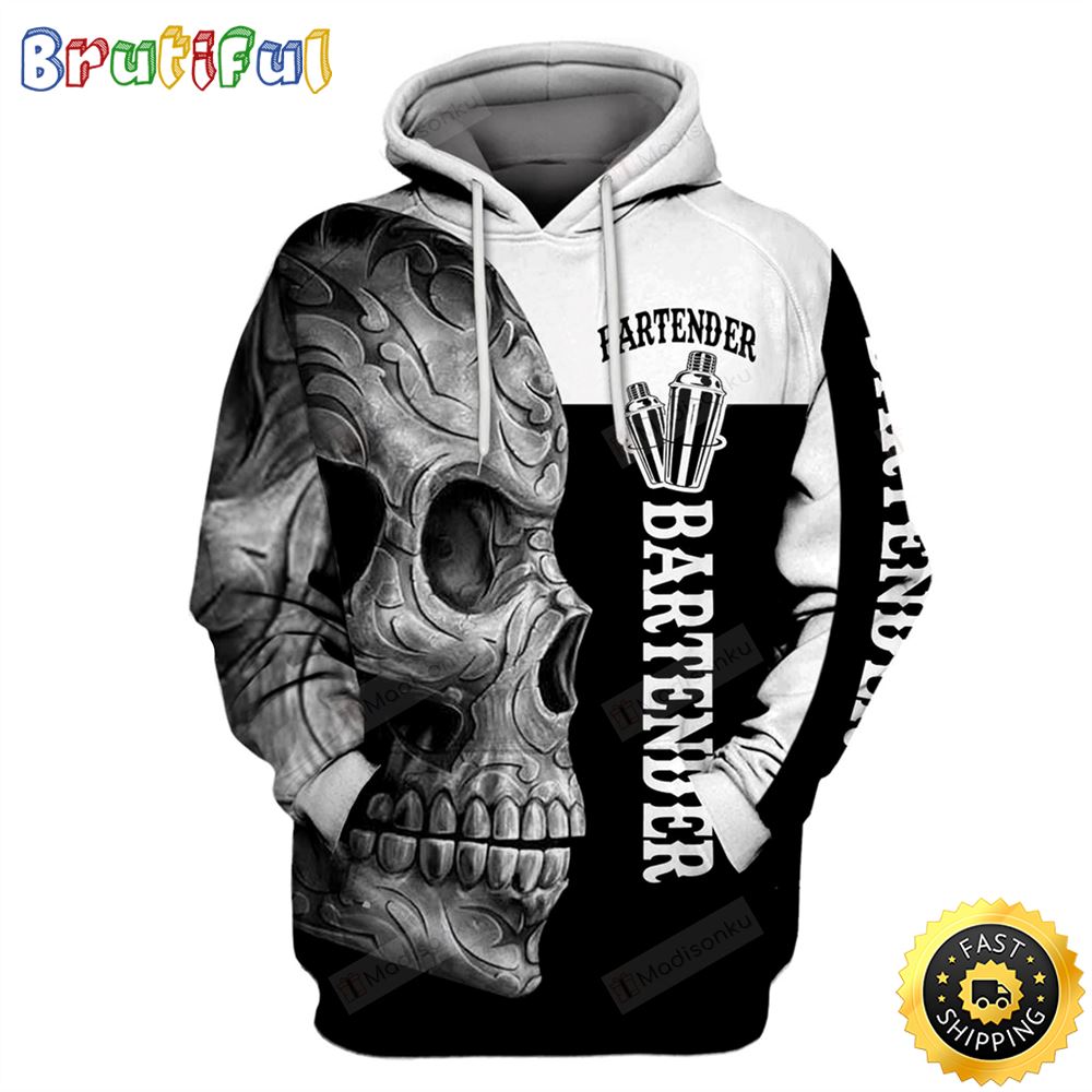 Bartender Hoodie Bartender Skull Black White Hoodie 1 mhqvvj