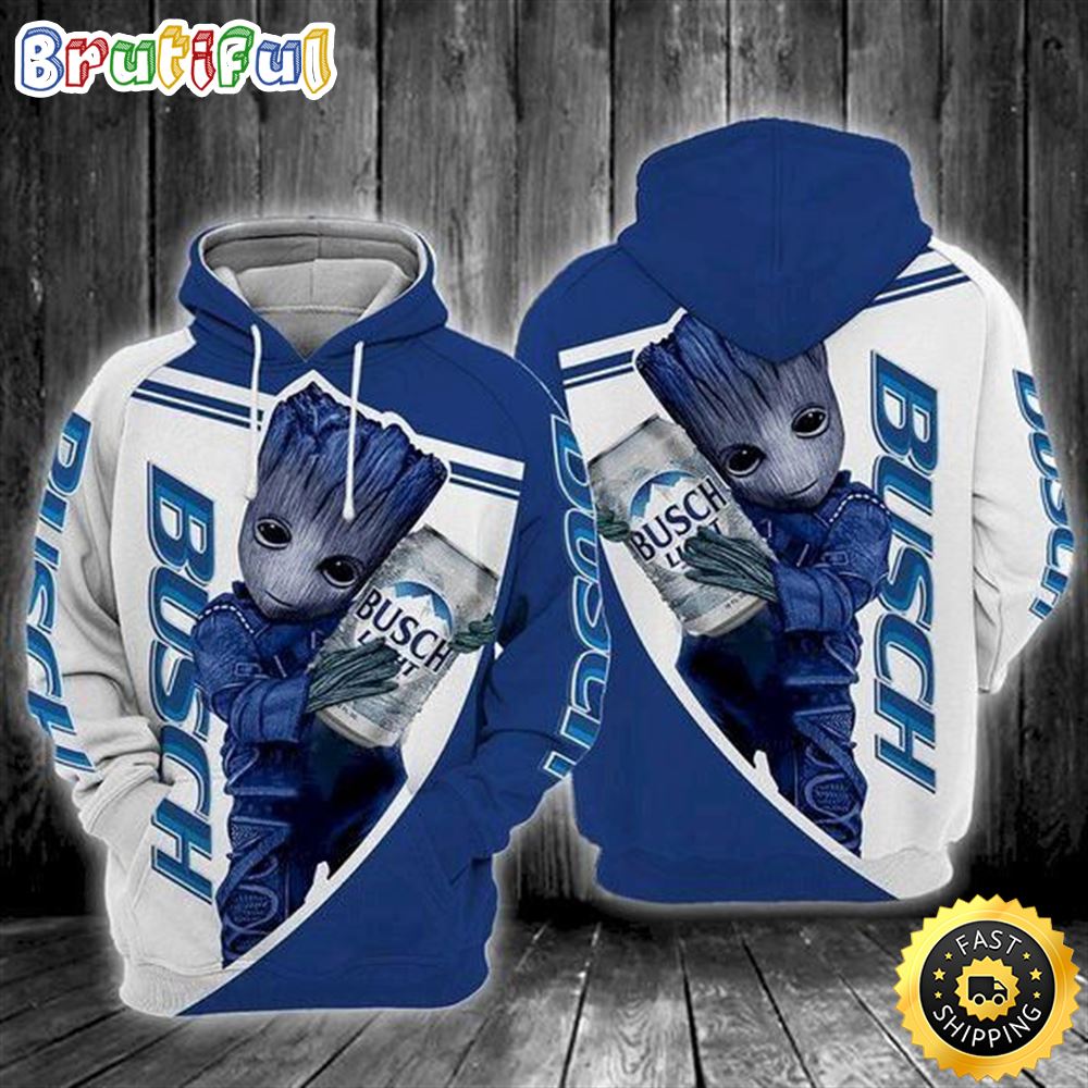 Beer Hoodie Busch Beer Baby Groot Blue White 3d Hoodie Amazing Beer 1 xap2c5