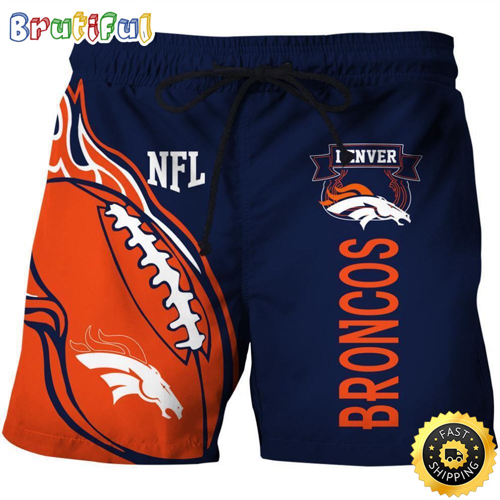 Broncos NFL Full Range of Football 3D Digital Print Men s Beach Short vrf5pj