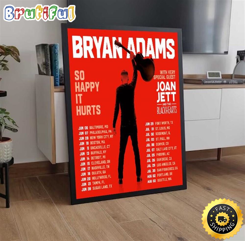 Bryan Adams Tour So Happy It Hurts Tour 2023 Poster svgkap