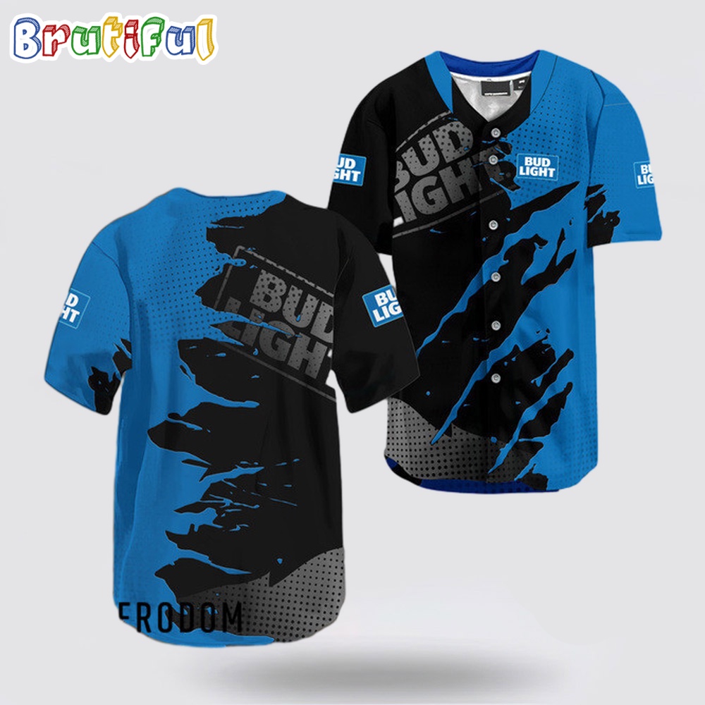 Bud Light Metal Crack Pattern Baseball Jersey fzmysi