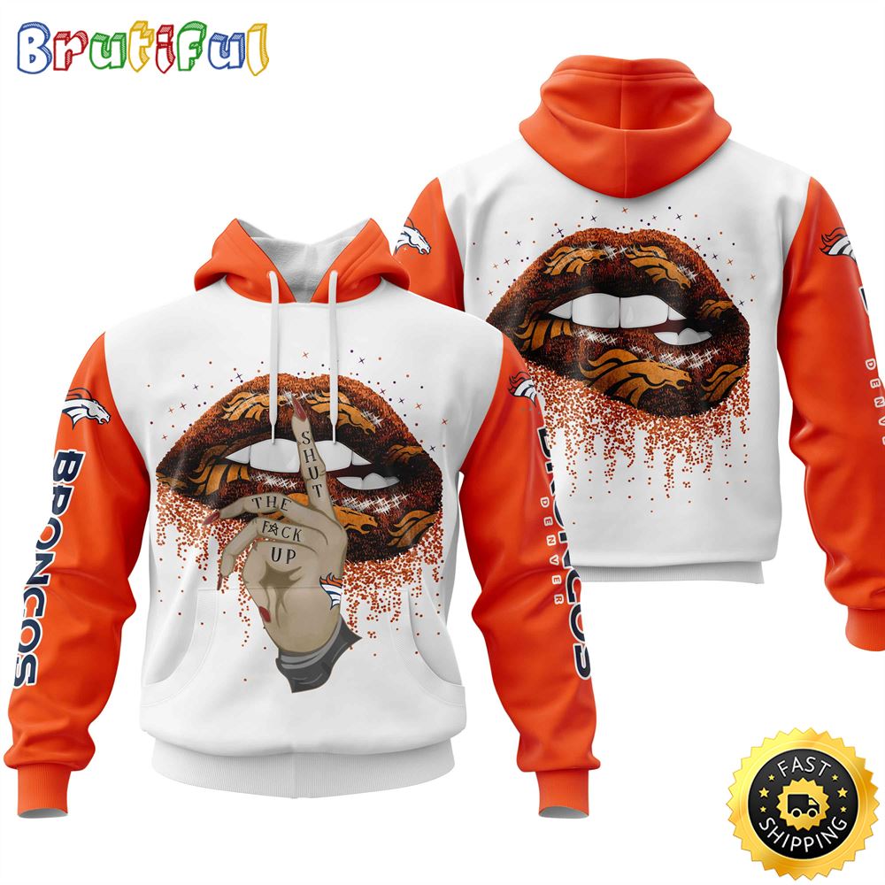 Denver Broncos All Over Print Lips 3D Hoodie Show Your Team Spirit 1 uunofj