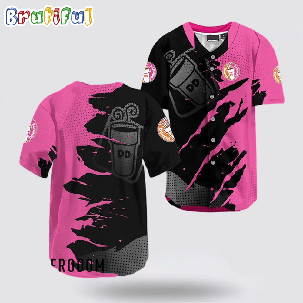 Dunkin Donuts Metal Crack Pattern Baseball Jersey ymucgd