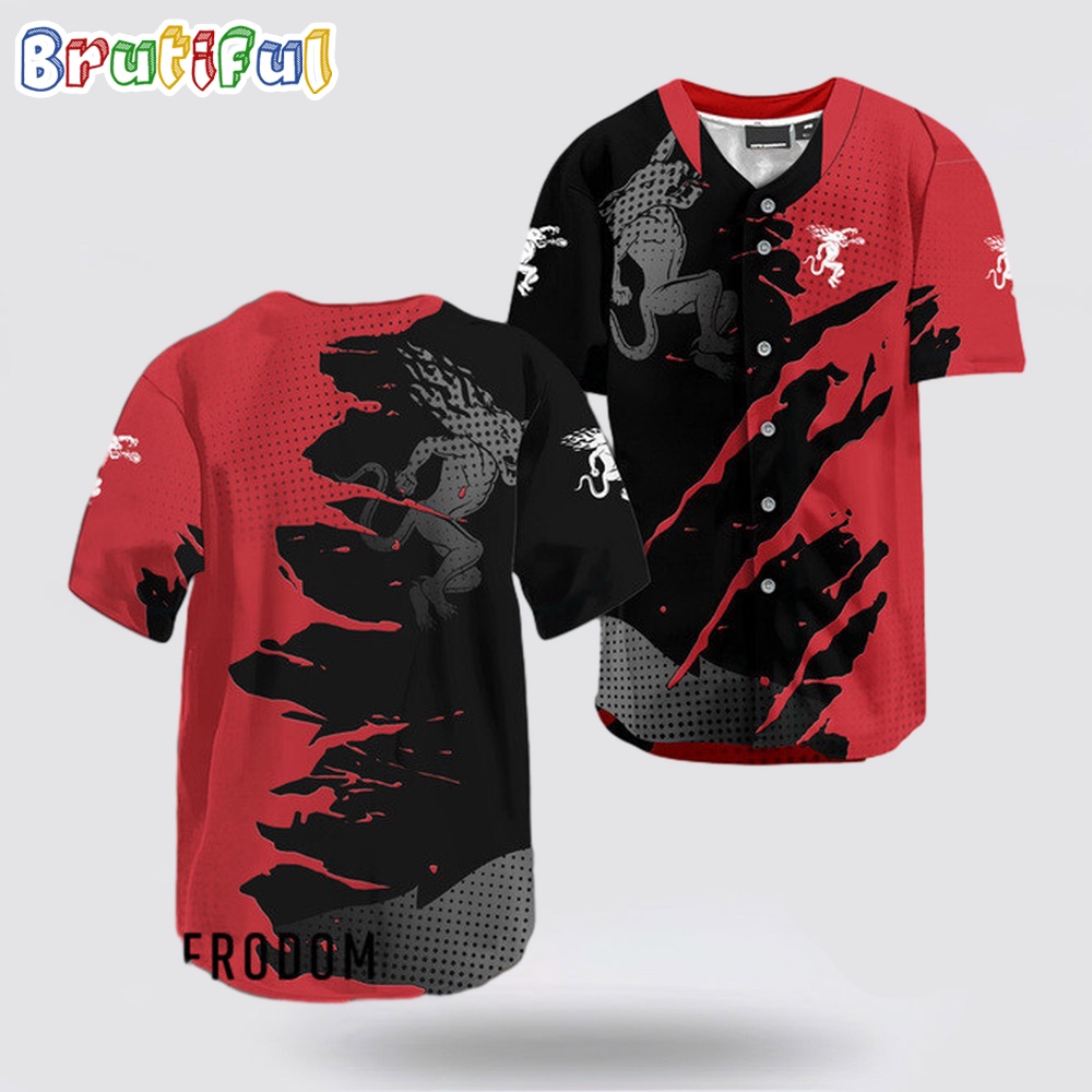 Fireball Whiskey Metal Crack Pattern Baseball Jersey ybznav