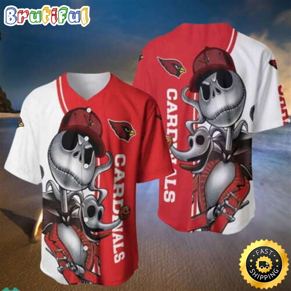 Football Arizona Cardinals Jack Skellington And Zero Baseball Jersey tozu2v