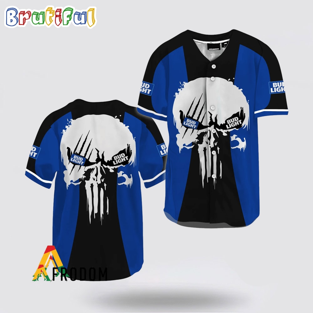 Ghost Head White Skull Bud Light Baseball Jersey mc8jae