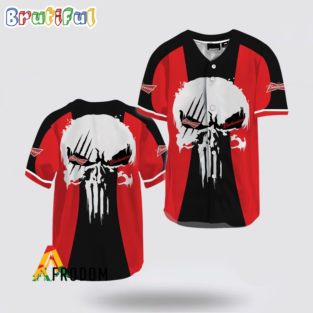 Ghost Head White Skull Budweiser Beer Baseball Jersey lt4tcq