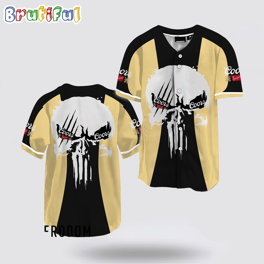 Ghost Head White Skull Coors Banquet Baseball Jersey wgdicu