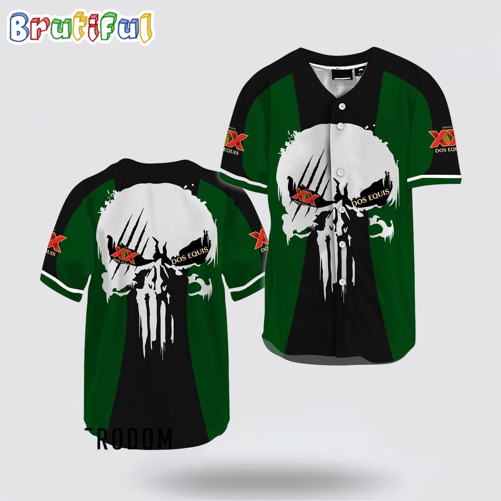 Ghost Head White Skull Dos Equis Baseball Jersey apqhpu