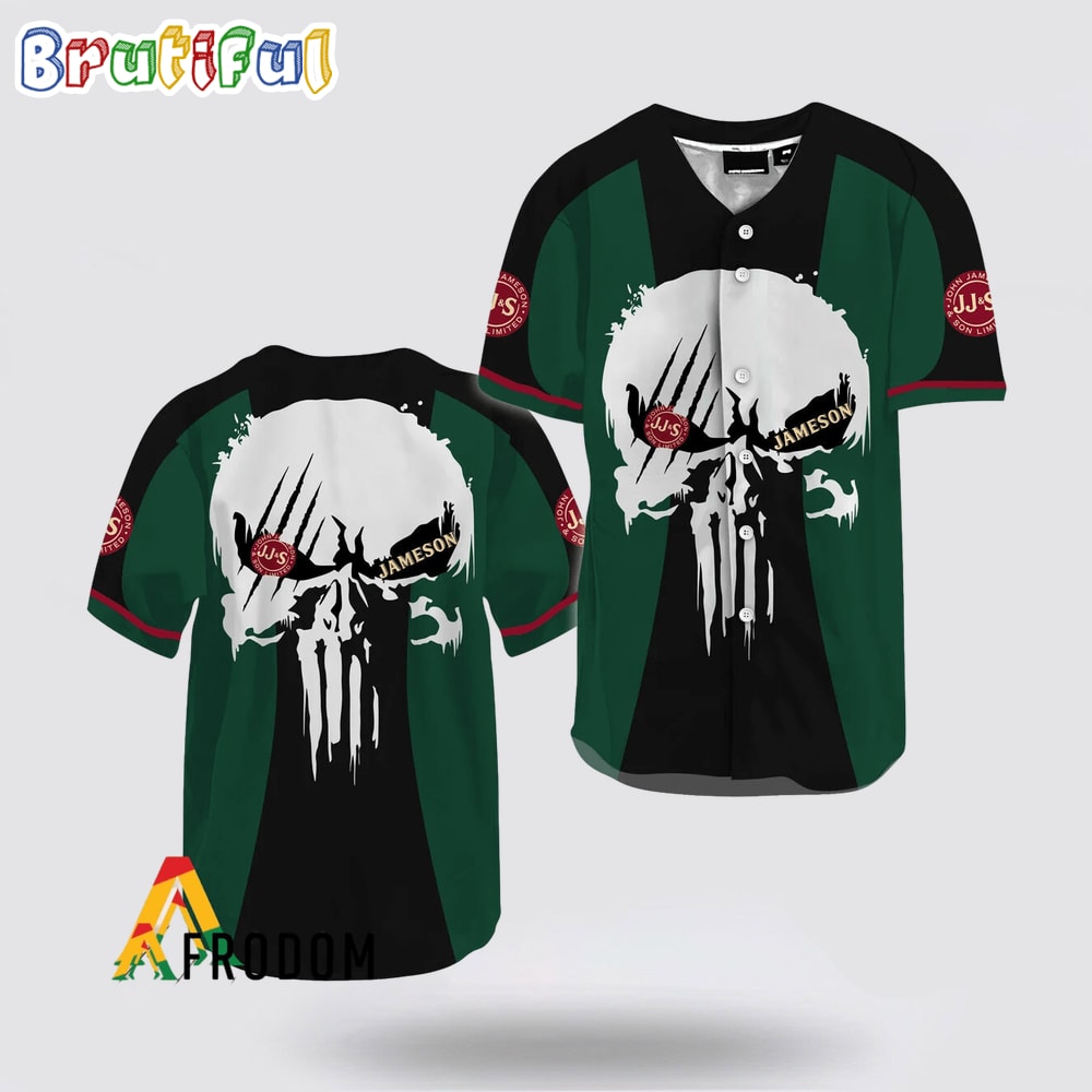 Ghost Head White Skull Jameson Whiskey Baseball Jersey tjzpn1