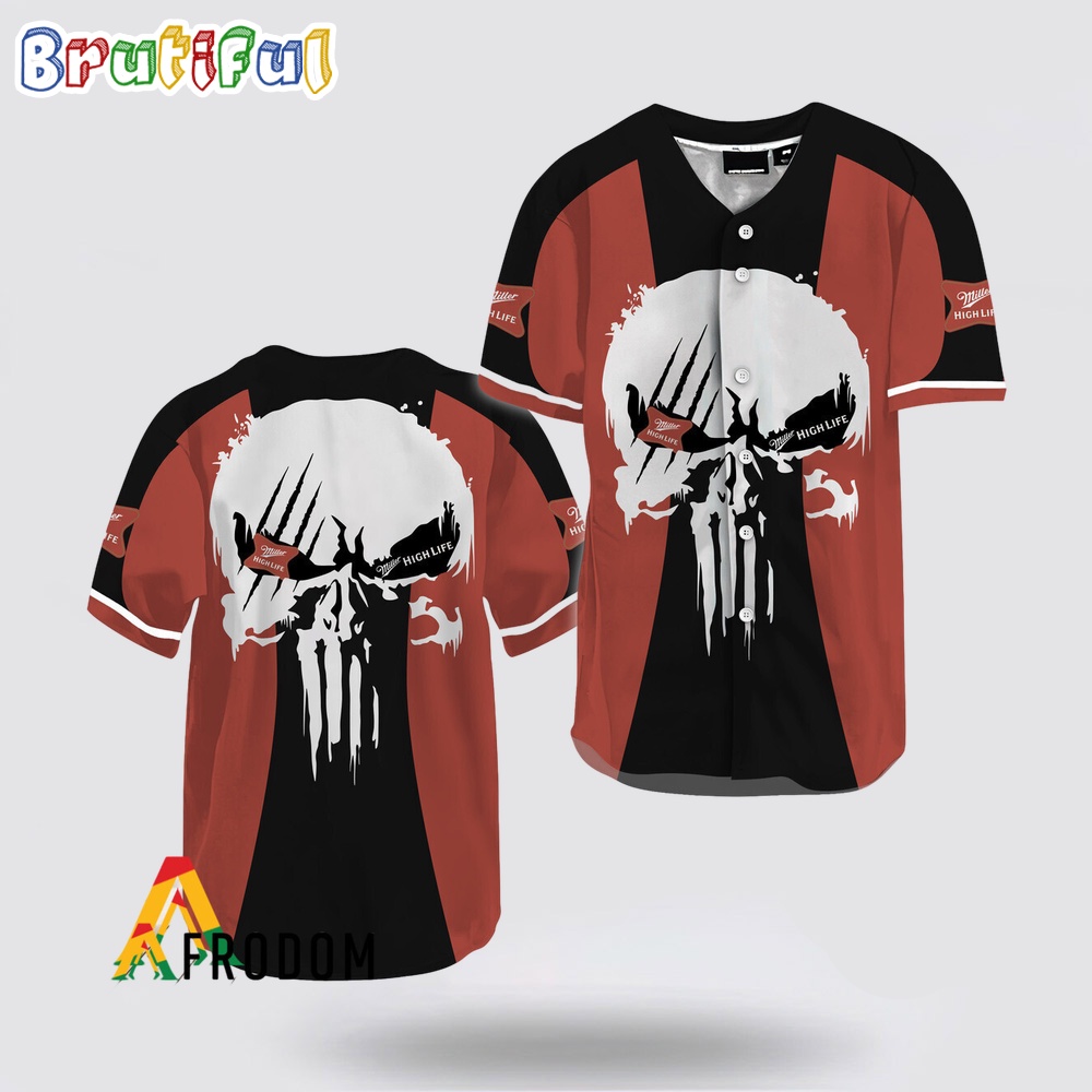 Ghost Head White Skull Miller High Life Baseball Jersey lt8olg