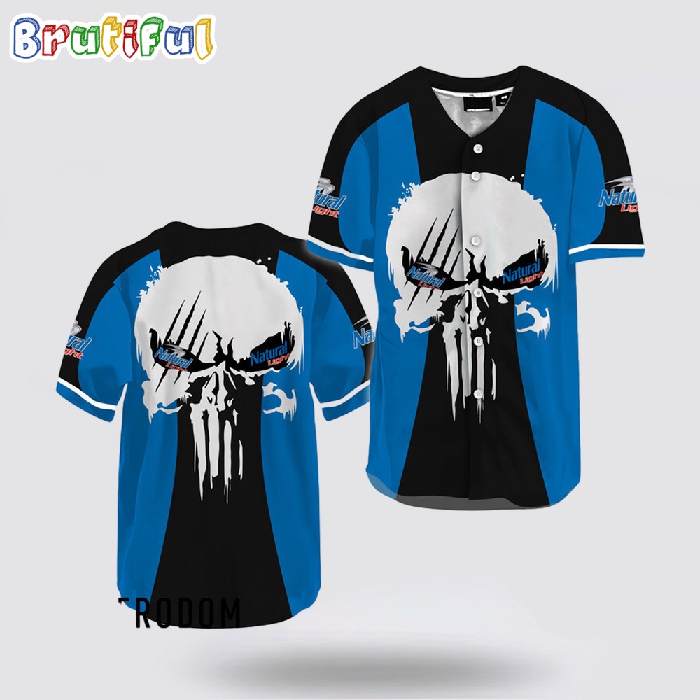 Ghost Head White Skull Natural Light Baseball Jersey lwh06p