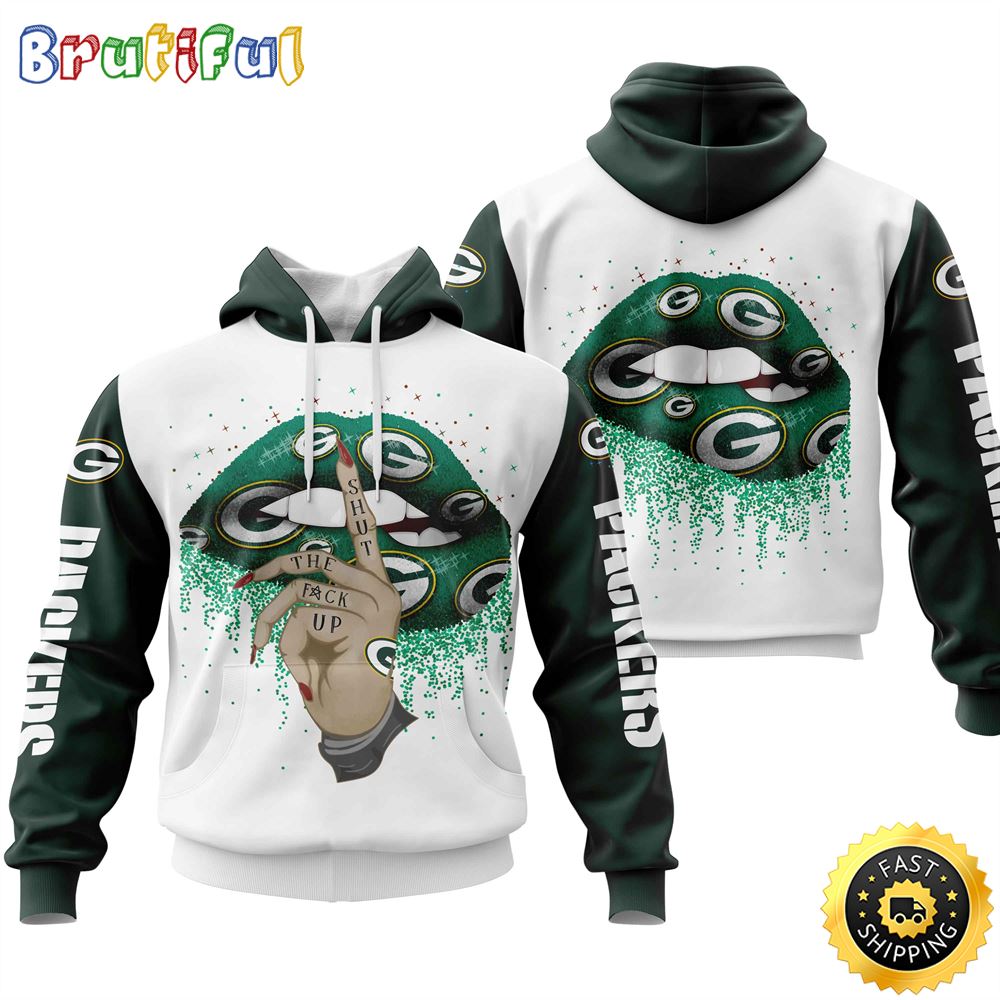 Green Bay Packers All Over Print Lips 3D Hoodie Show Your Team Spirit 1 gipmyt