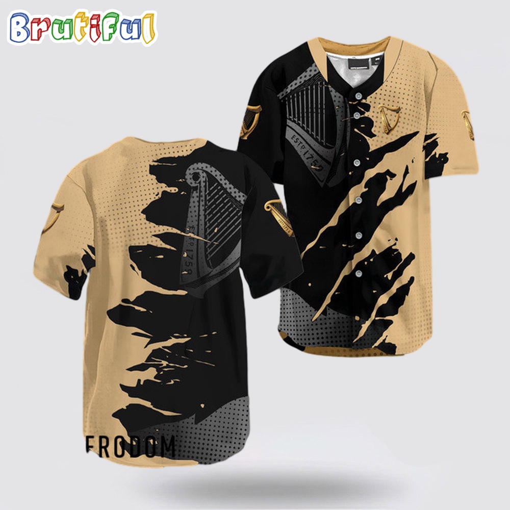 Guinness Beer Metal Crack Pattern Baseball Jersey sr3wta
