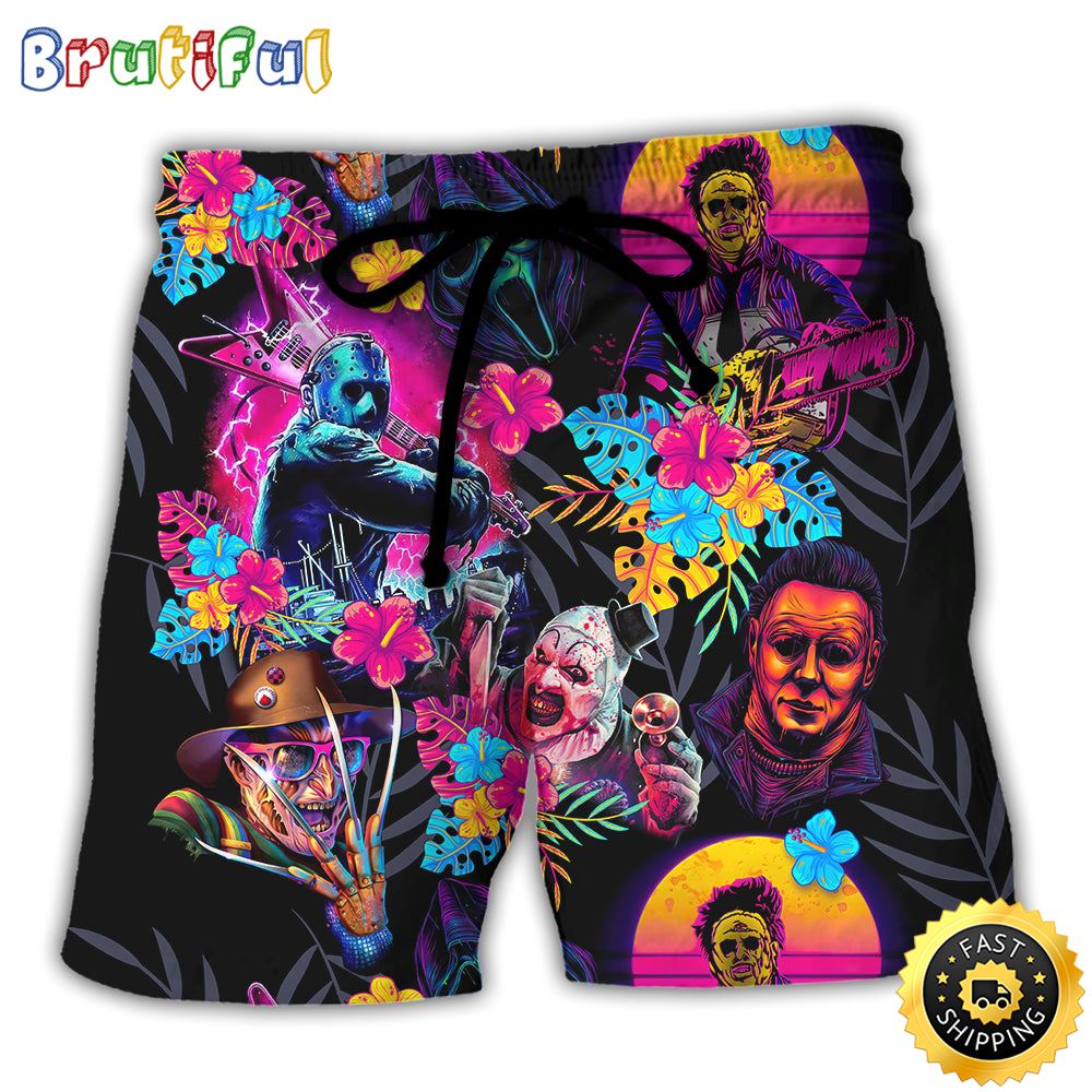 Halloween All Horror Movie Retro Tropical Style Beach Short ueaslu