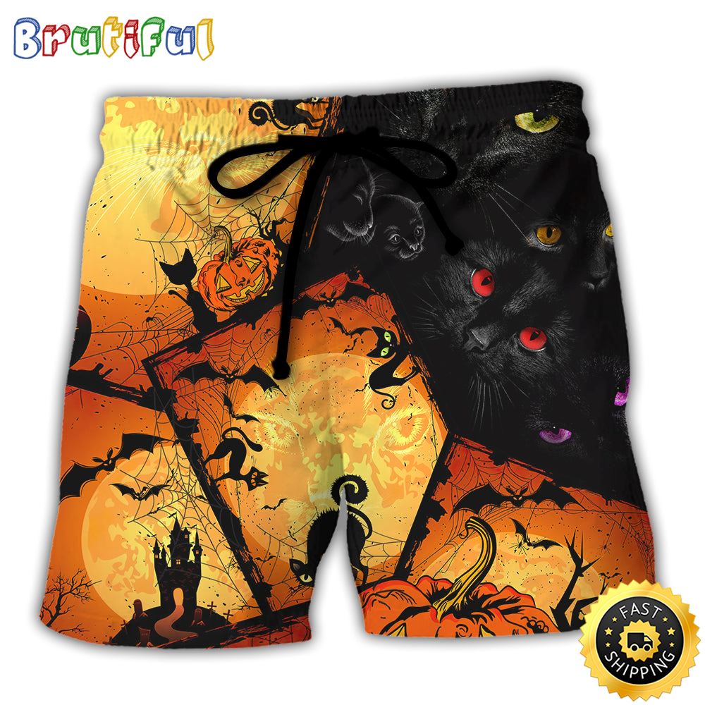 Halloween Black Cat Enjoy Halloween Beach Short dxrbo4