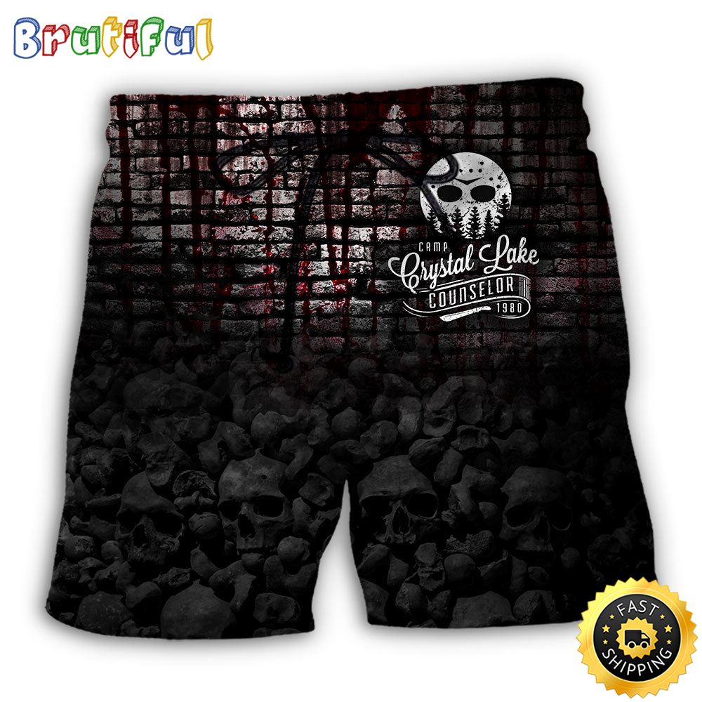 Halloween Camp Crystal Lake Counselor 1980 Beach Short mxlm3i