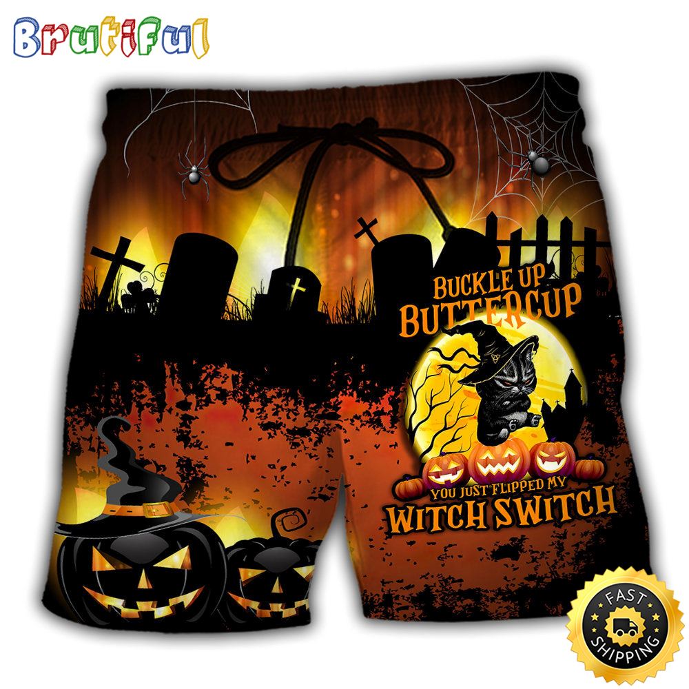 Halloween Cat Buckle Up Buttercup Beach Short ukcd2z