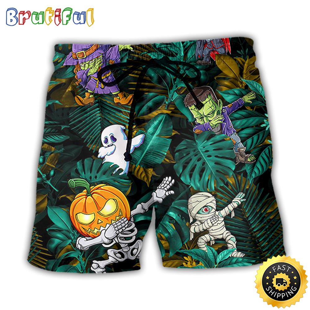Halloween Dabbing Skeleton Zombie Style Beach Short mwznii