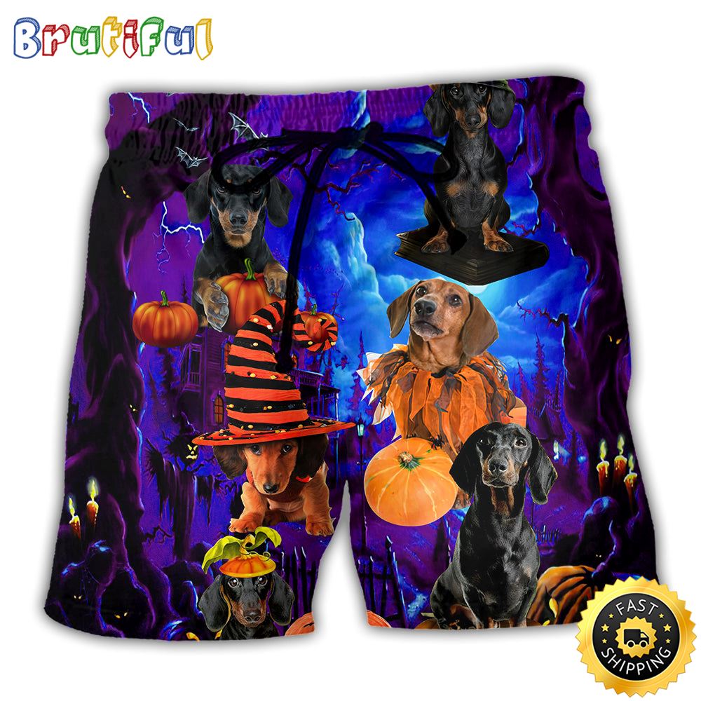 Halloween Dachshund Never Mind The Witch Beach Short mmnrv3