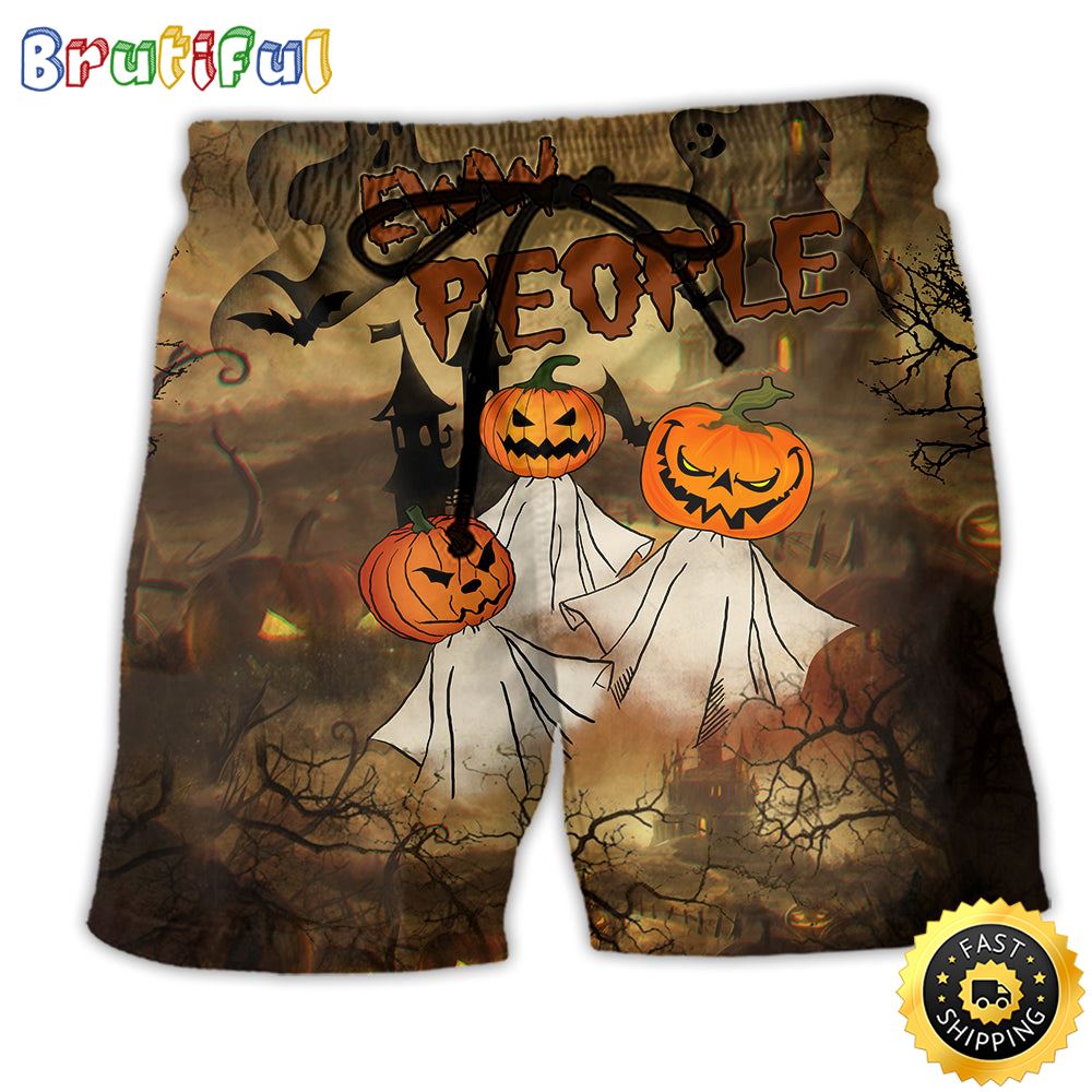 Halloween Eww People Pumpkin Ghost Beach Short j3urbx
