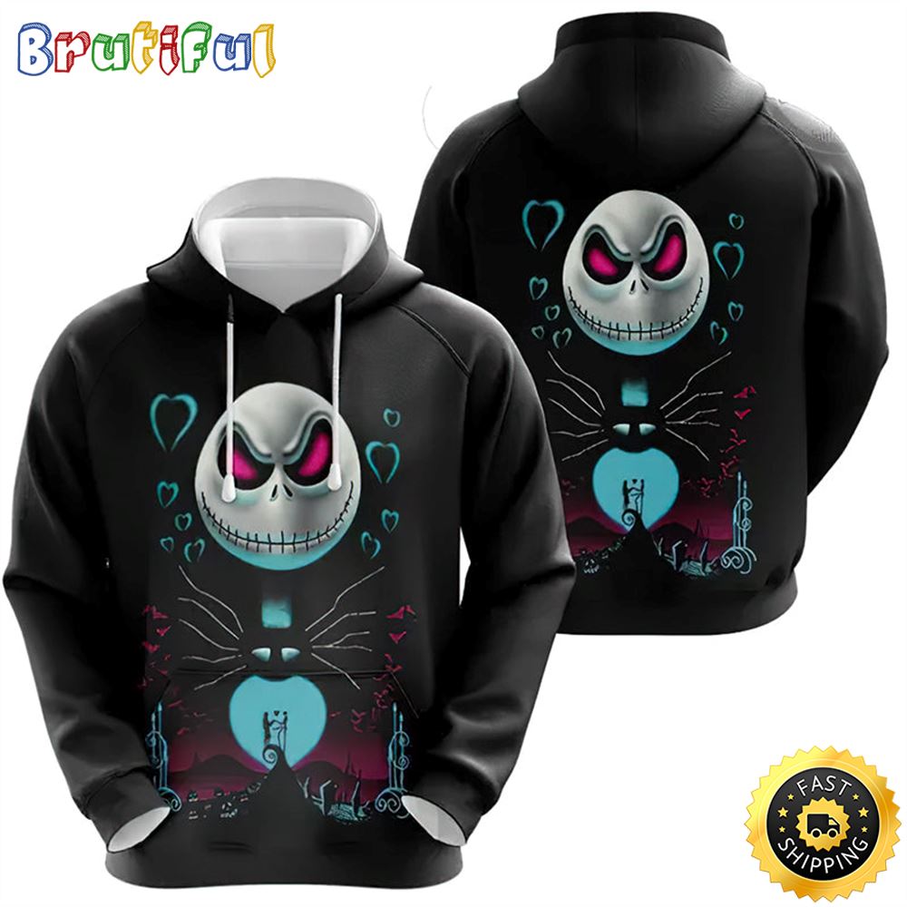 Jack Skellington Heart 3D Hoodie All Over Print Shirts isuoge