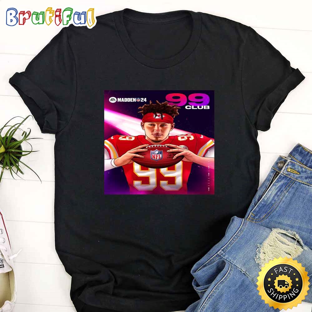 Kansas City Chiefs Patrick Mahomes Cartoon Pictures Madden 24 NFL Overall T Shirt dkflcz