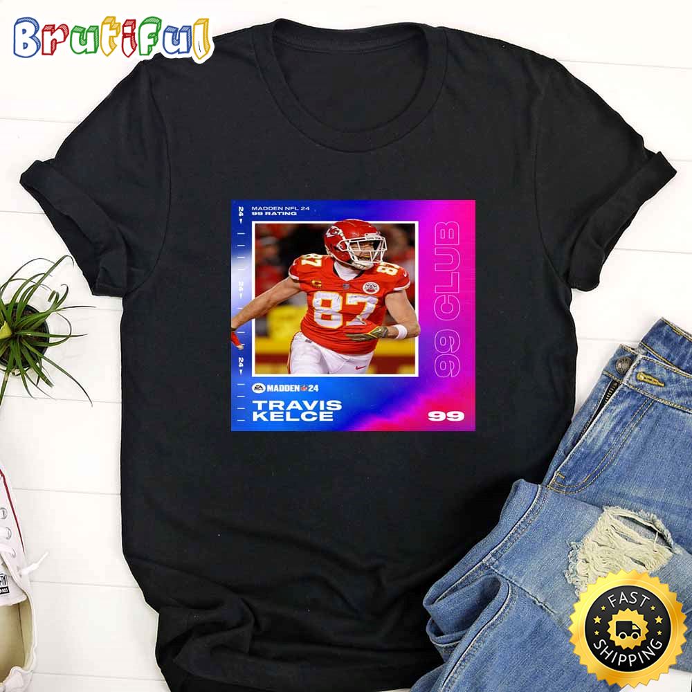 Kansas City Chiefs Travis Kelce Madden 24 NFL Overall T Shirt okbwsn