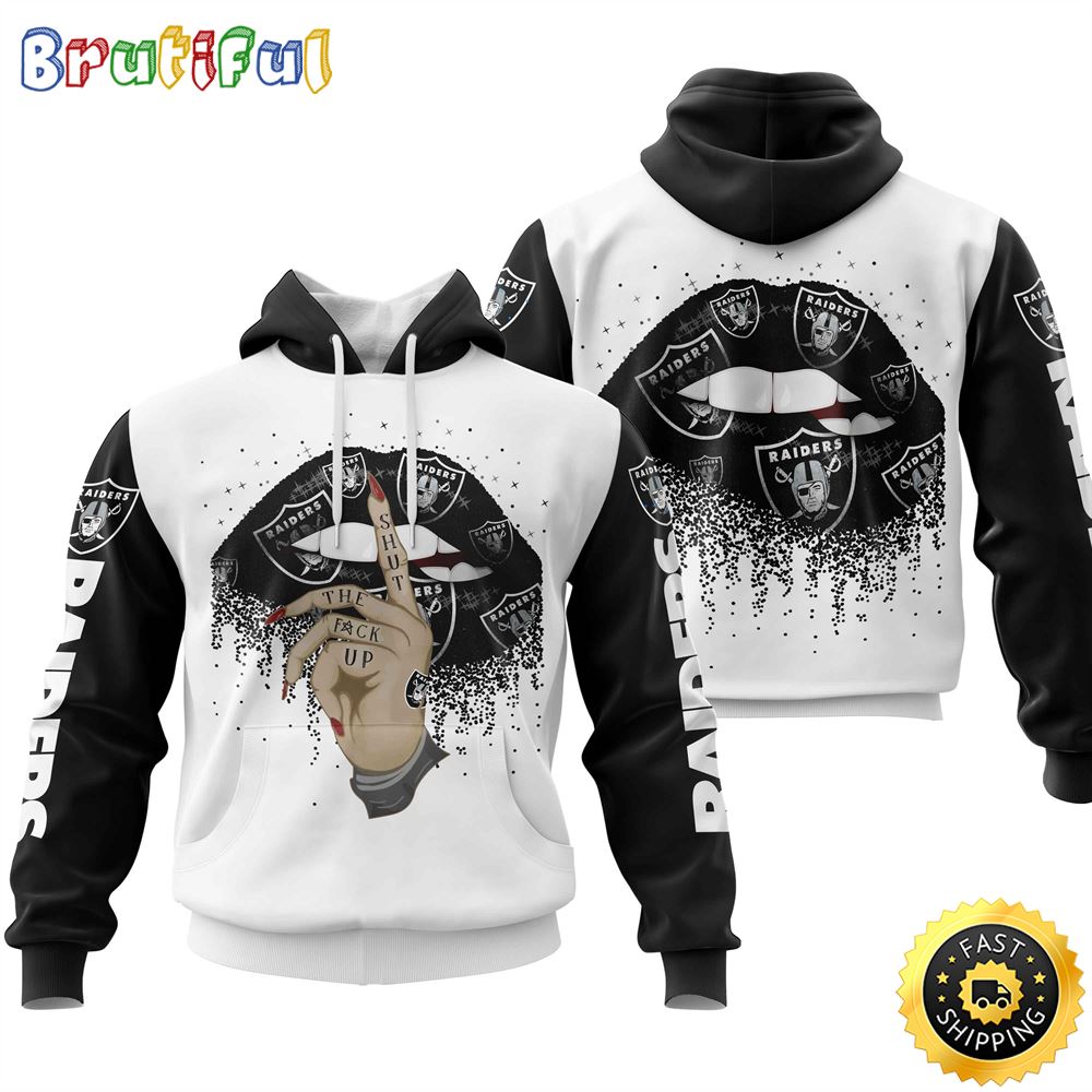 Las Vegas Raiders All Over Print Lips 3D Hoodie Show Your Team Spirit 1 r705jv
