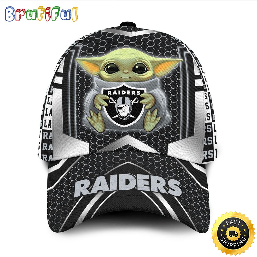 Las Vegas Raiders Baby Yoda All Over Print 3D Classic Cap q9my49