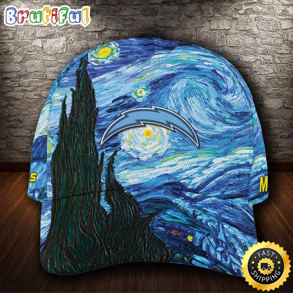 Los Angeles Chargers Starry Night Van Gogh All Over Print 3D Baseball Cap chhgse