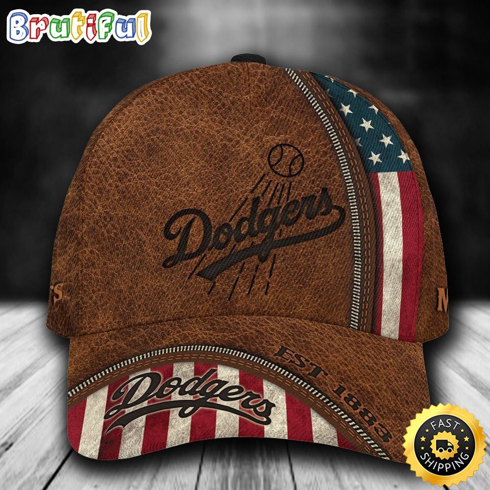 Los Angeles Dodgers USA Flag Zip All Over Print 3D Baseball Cap aaav26