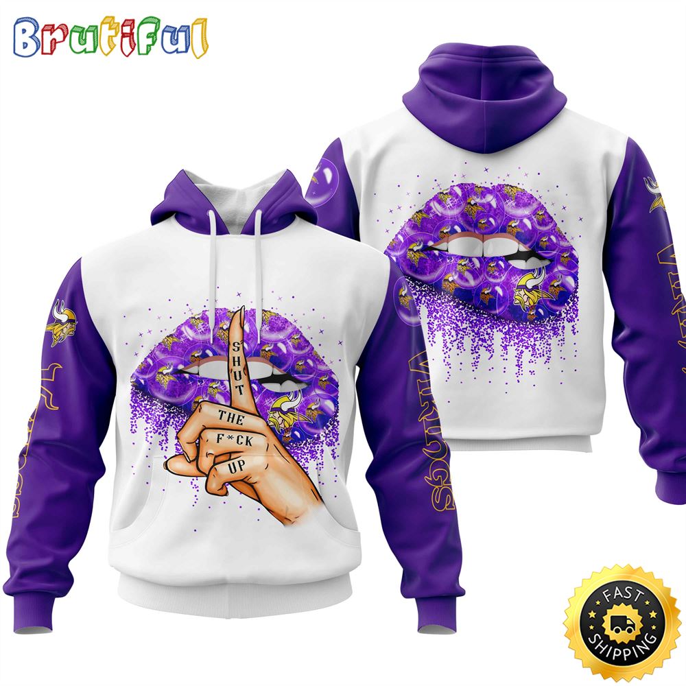 Minnesota Vikings All Over Print Lips 3D Hoodie Show Your Team Spirit 1 kol9gk