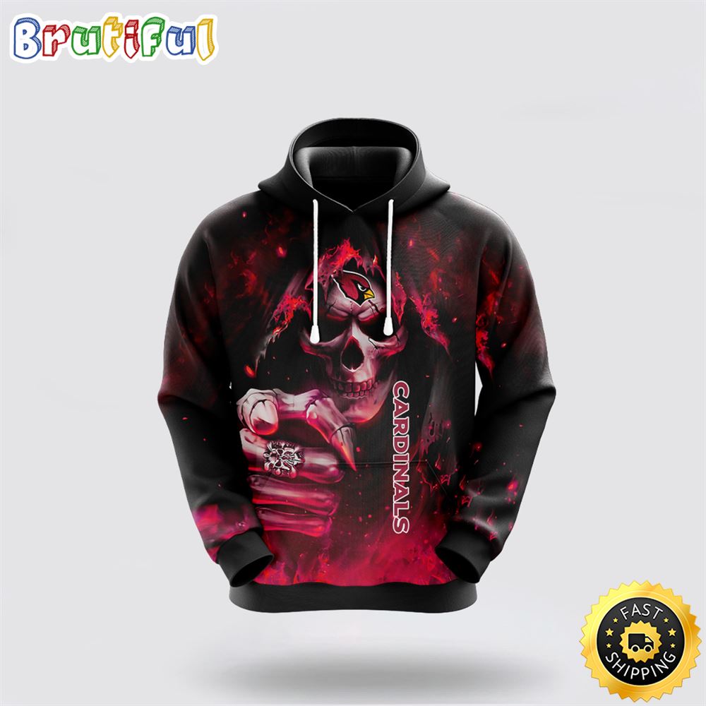 NFL Arizona Cardinals 3D Hoodie All Over Print Skull Elevate Your Game zrncl2